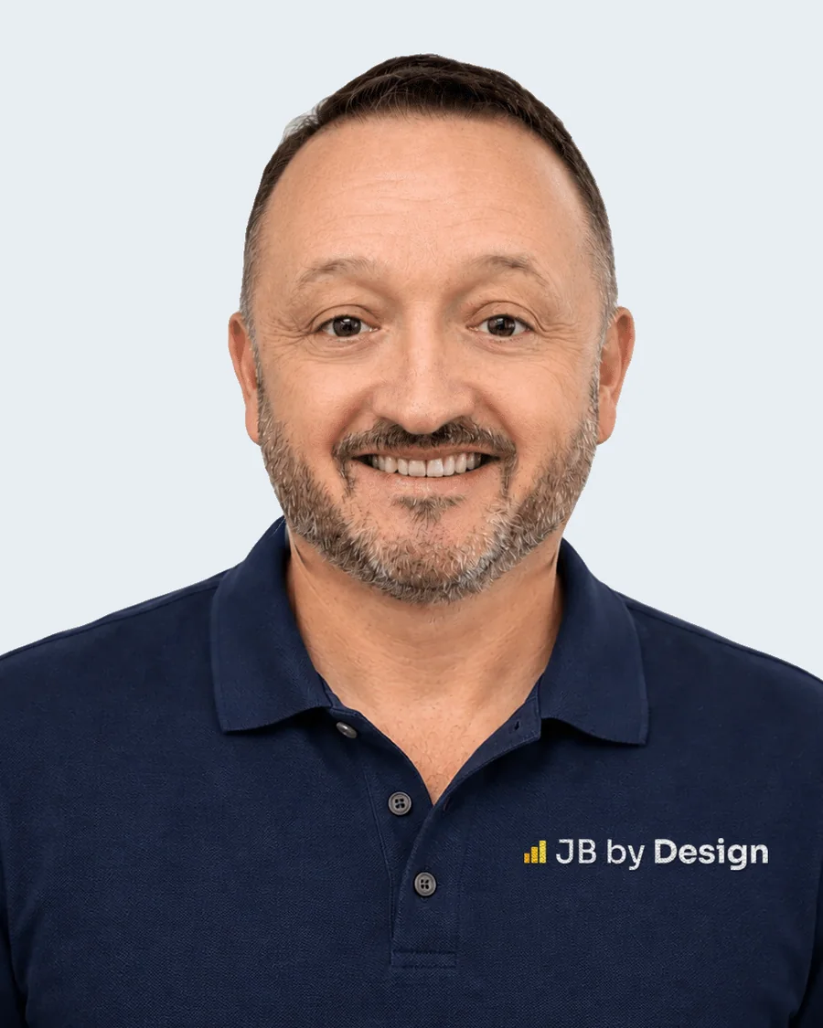 Jeff Blaszkowski in a navy JB by Design polo, smiling
